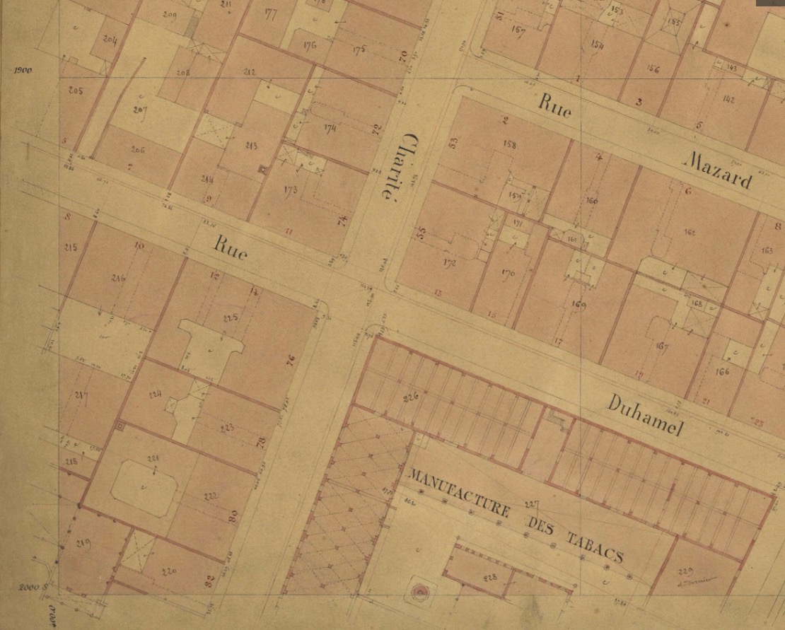 Plan de 1899 autour du 78 rue de la Charité